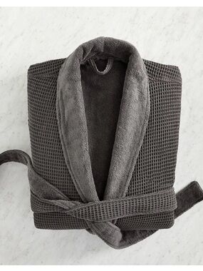 Pottery Barn Charcoal Waffle & Terry Shawl-Collar Robe